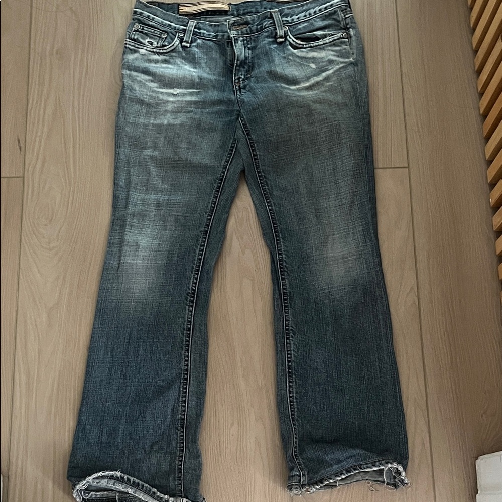 Stylish Distressed Blue Flare Jeans